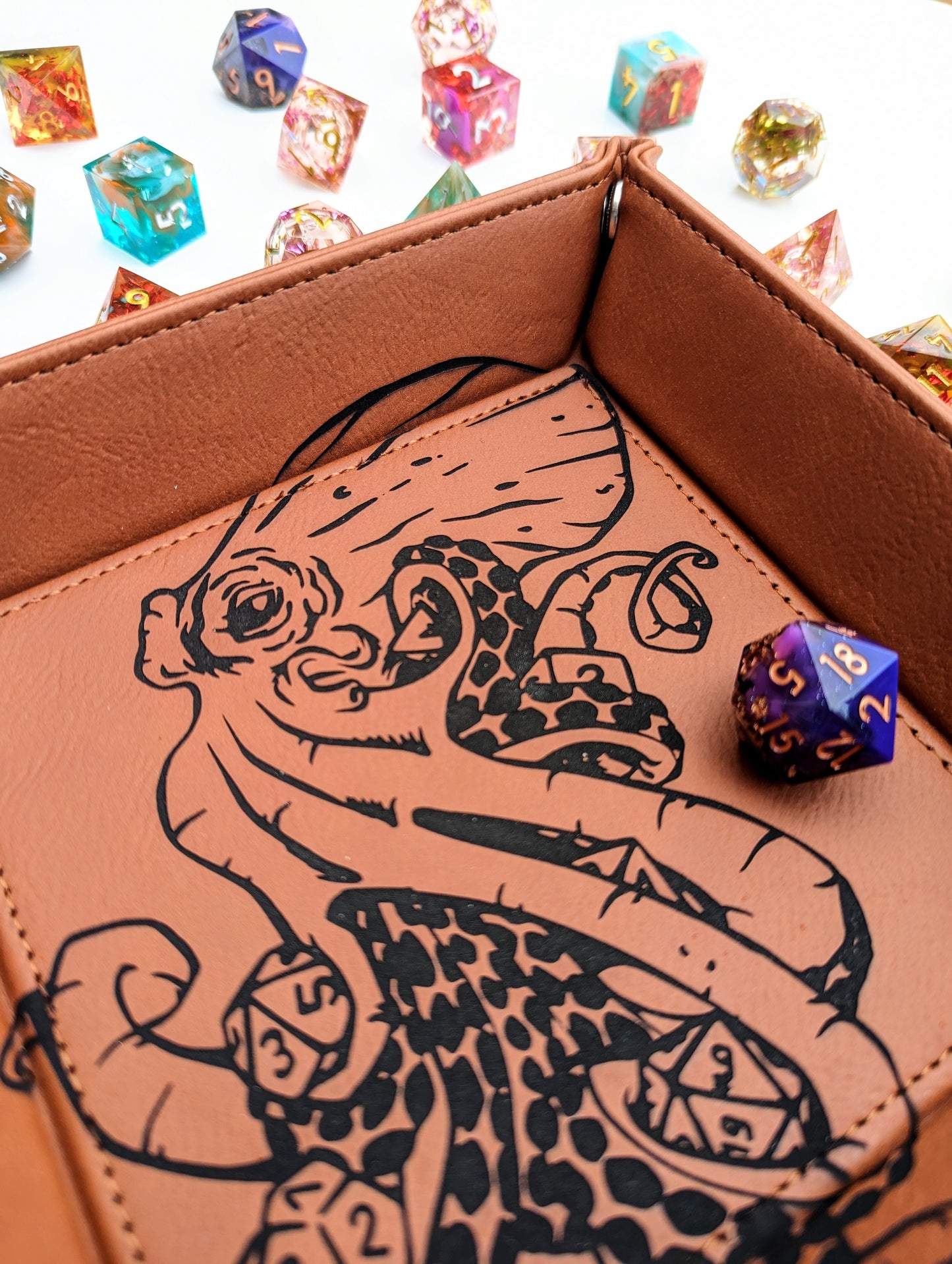 Kraken of Holding | Vegan Leather Dice Rolling Tray - Emberglow Gaming