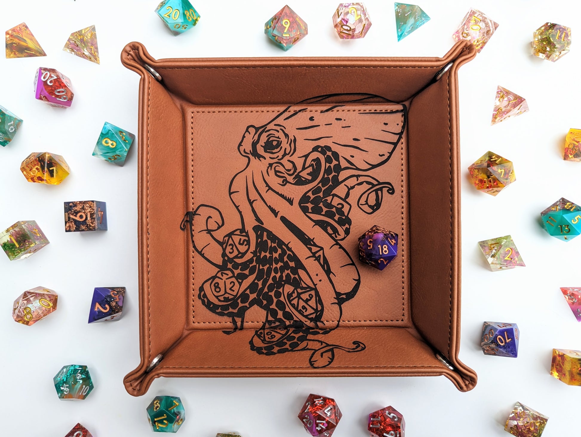 Kraken of Holding | Vegan Leather Dice Rolling Tray - Emberglow Gaming