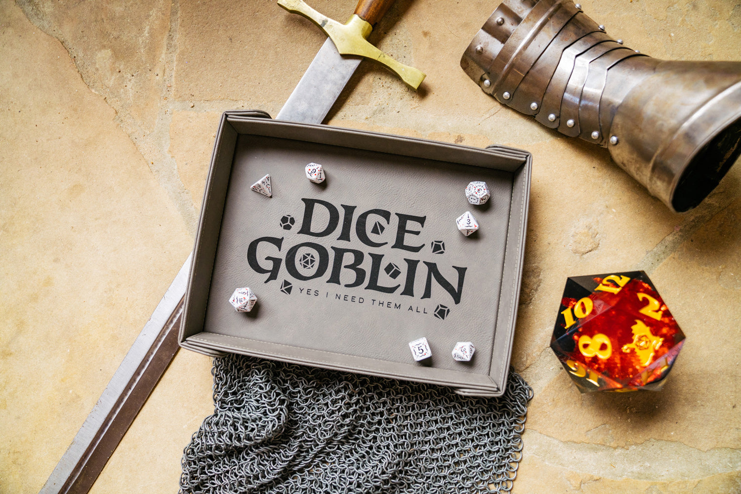 Dice Goblin | LG Magnetic Vegan Leather Dice Tray (Rectangular)