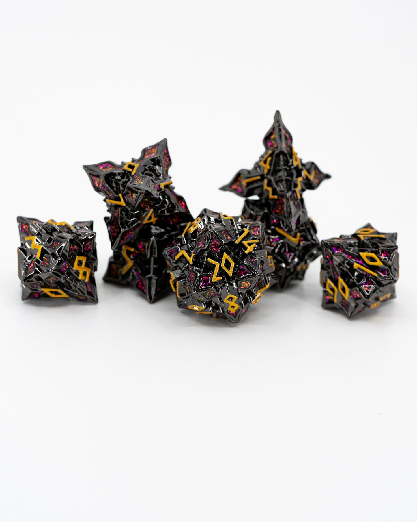 Pagoda | 7 Piece Metal Dice Set - Emberglow Gaming