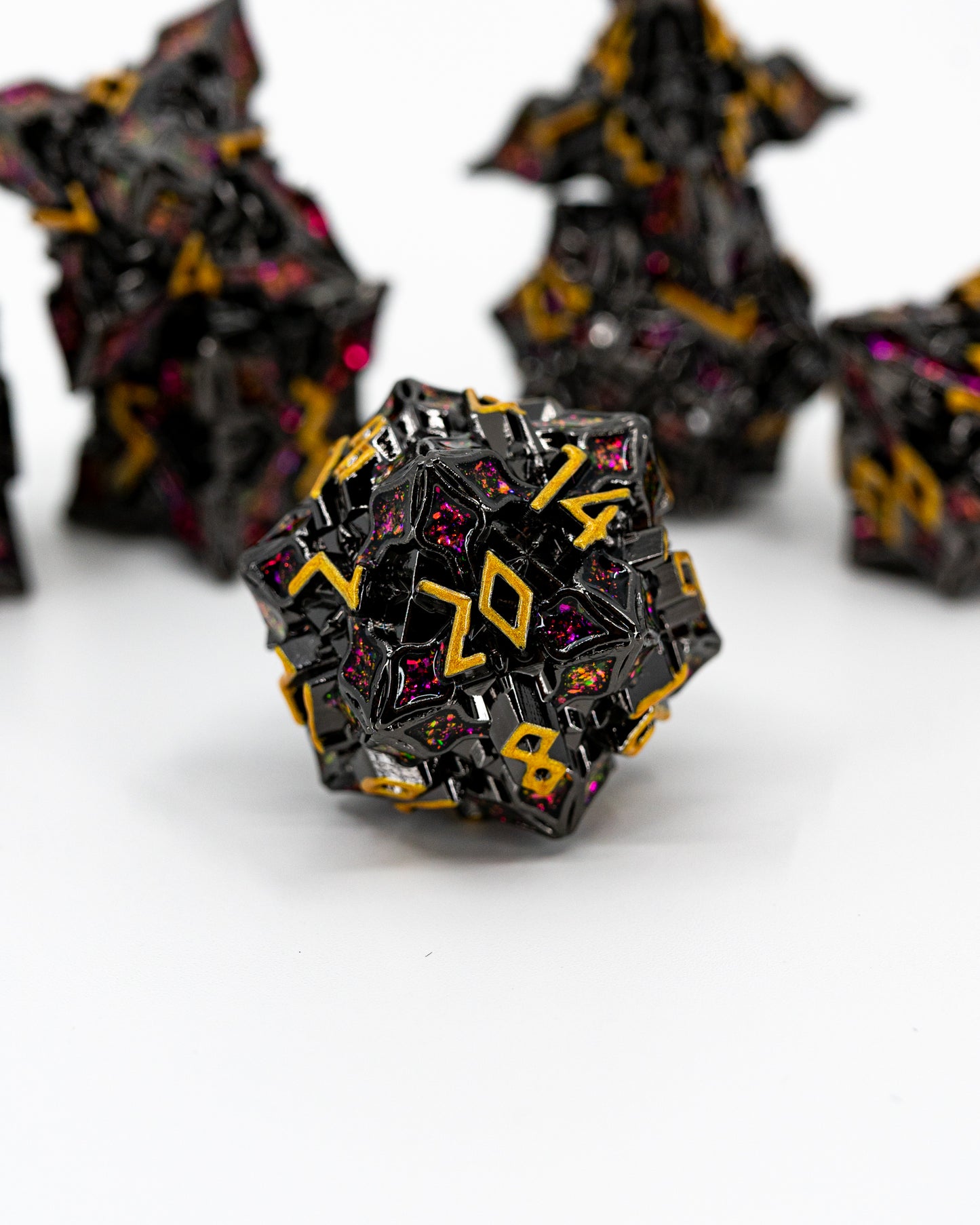 Pagoda | 7 Piece Metal Dice Set - Emberglow Gaming