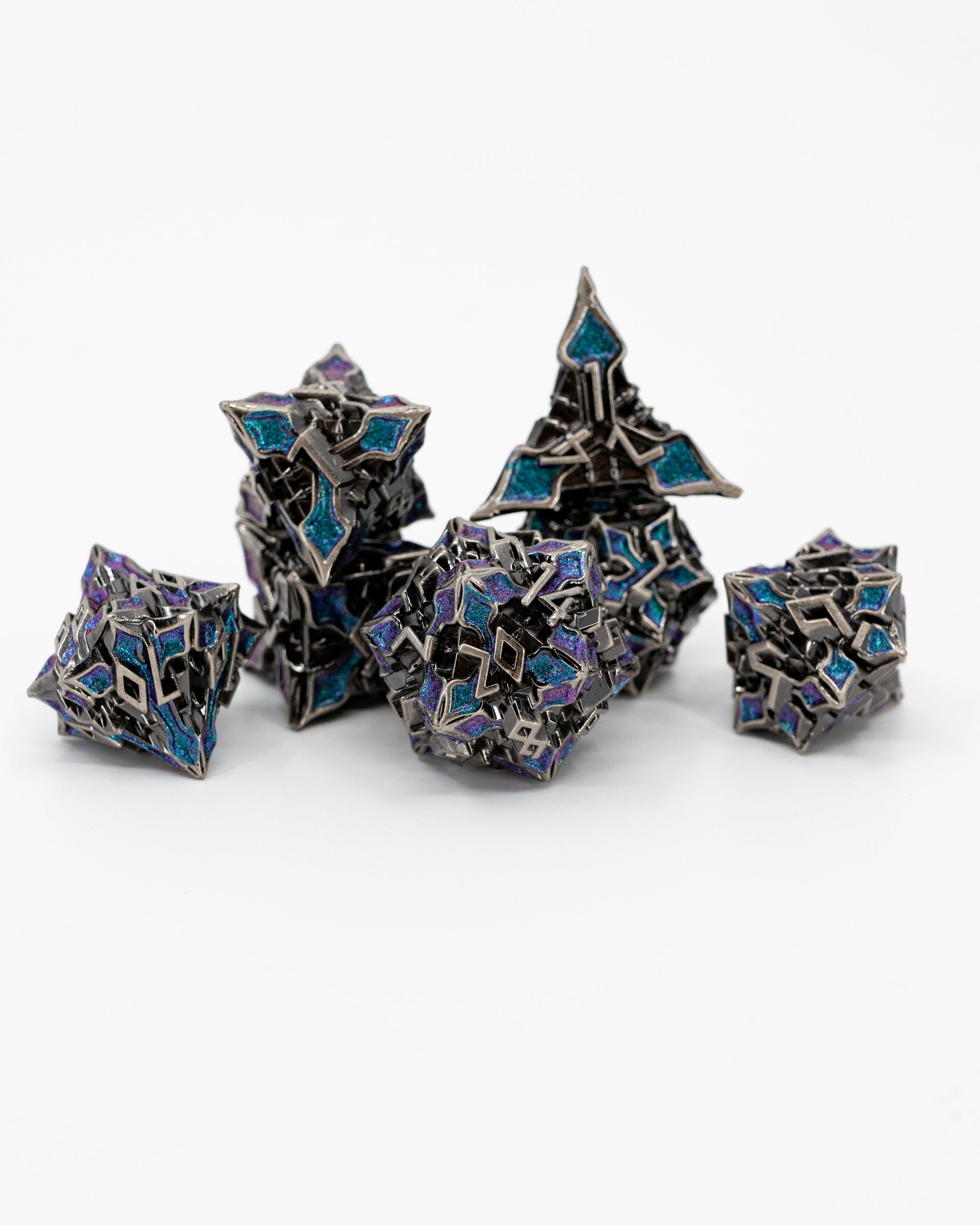 Cathedral | 7 Piece Metal Dice Set - Emberglow Gaming