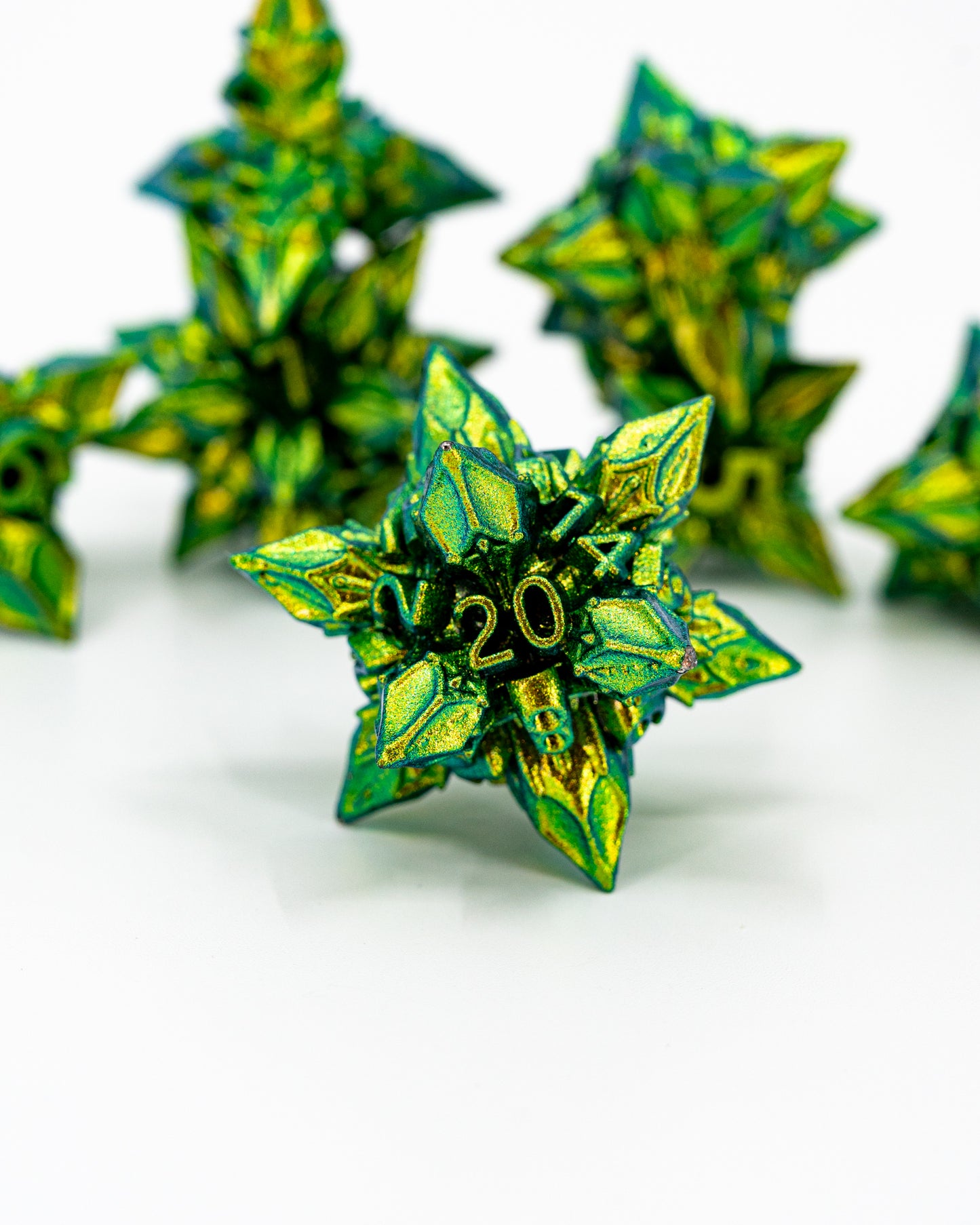 Leaf Shard | 7 Piece Metal Dice Set - Emberglow Gaming