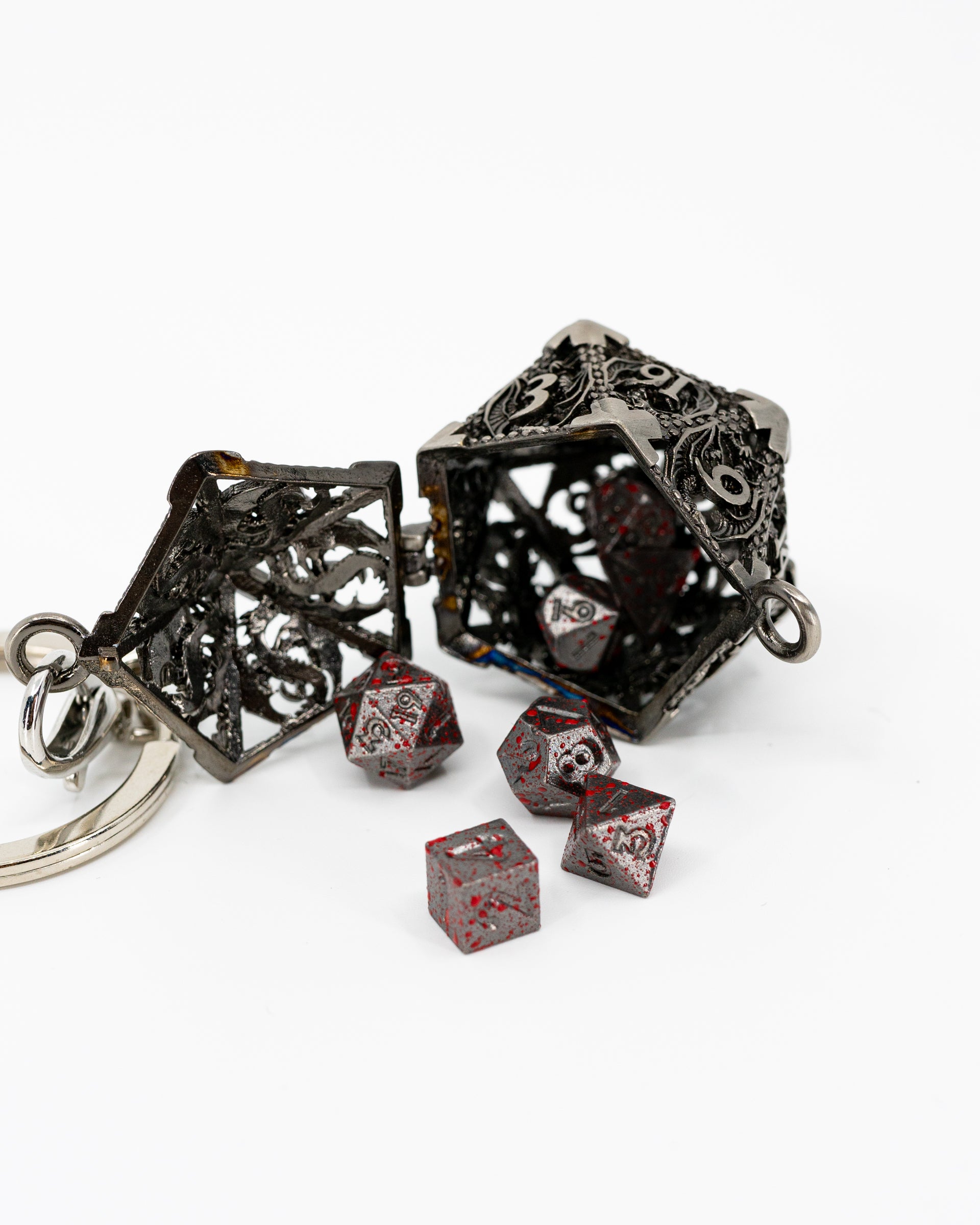 D20 Keychain Locket with Micro Metal Dice - Emberglow Gaming