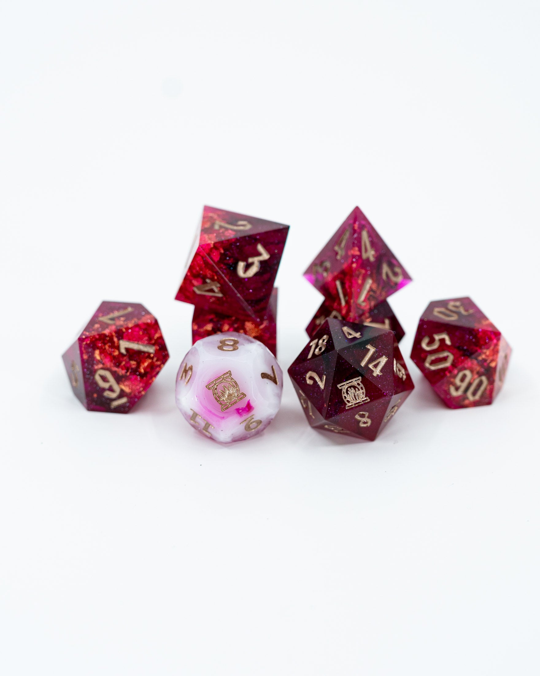 Blood Money | Emberglow Original | 7 or 8 Piece Sharp Edge Resin Dice Set