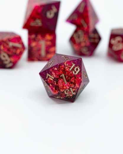 Blood Money | Emberglow Original | 7 or 8 Piece Sharp Edge Resin Dice Set