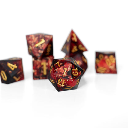Embers | Emberglow Original | 7 Piece Sharp Edge Resin Dice Set