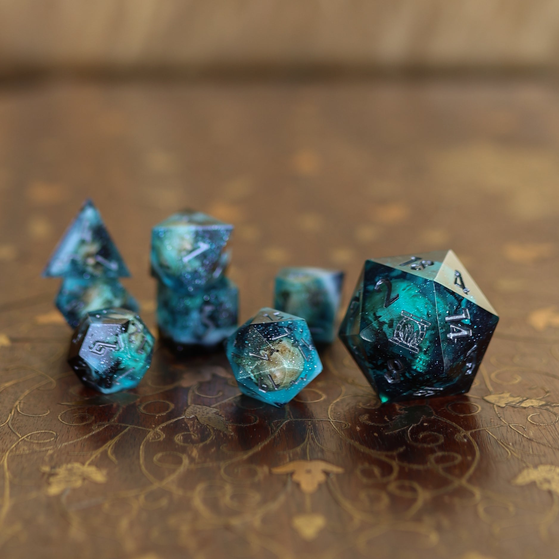 Tank Tolman | Wyrd of the World Tree | 7 Piece Sharp Edge Dice Set