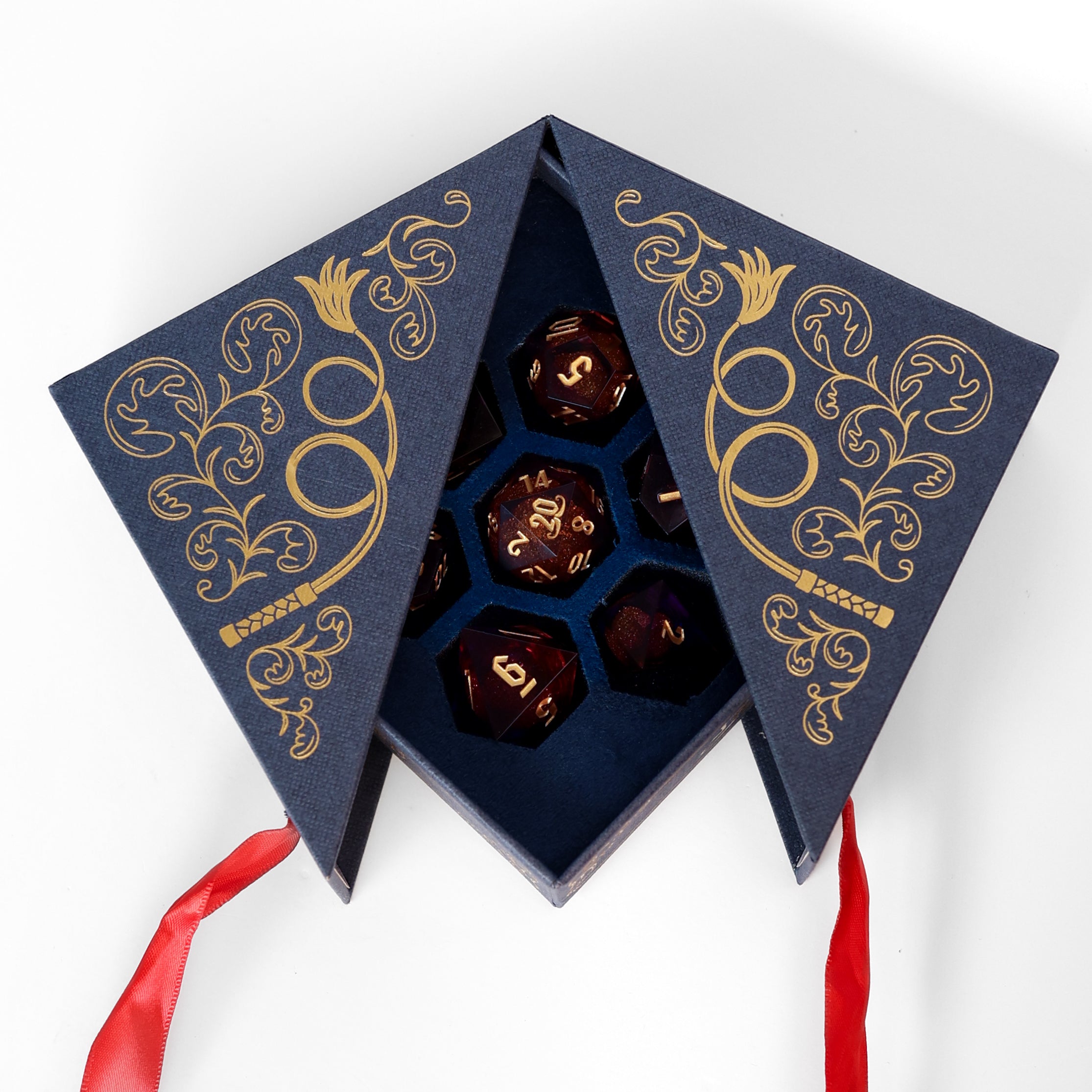 JZW | 7 Piece Liquid Core Dice Set – Emberglow Gaming