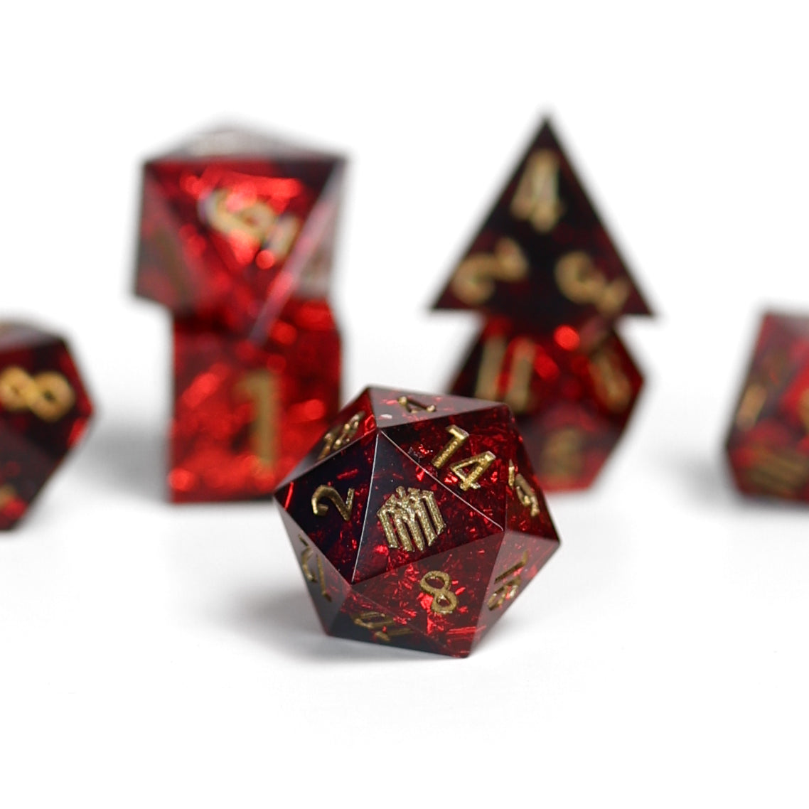 MinMaxed | 7 Piece Sharp Edge Dice Set – Emberglow Gaming