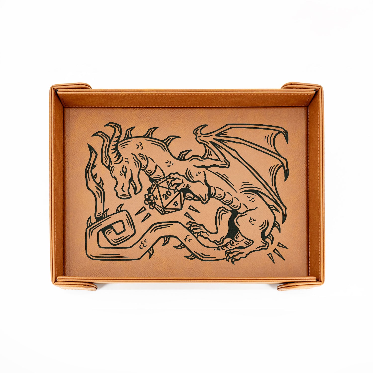 Dice Wyrm Dance (Light) | LG Magnetic Vegan Leather Dice Tray (Rectangular)