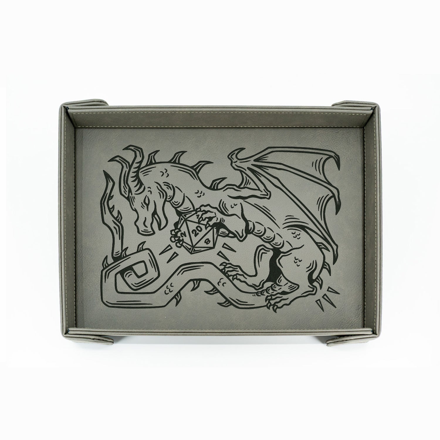 Dice Wyrm Dance (Light) | LG Magnetic Vegan Leather Dice Tray (Rectangular)