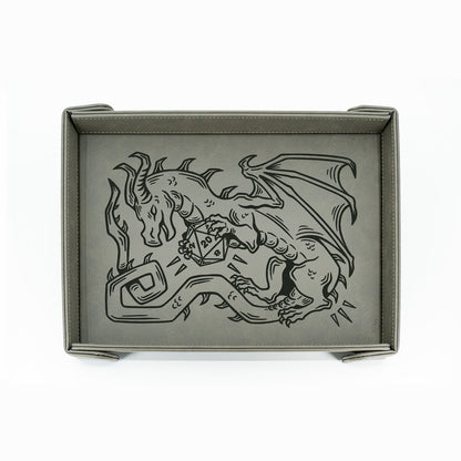 Dice Wyrm Dance (Light) | LG Magnetic Vegan Leather Dice Tray (Rectangular)