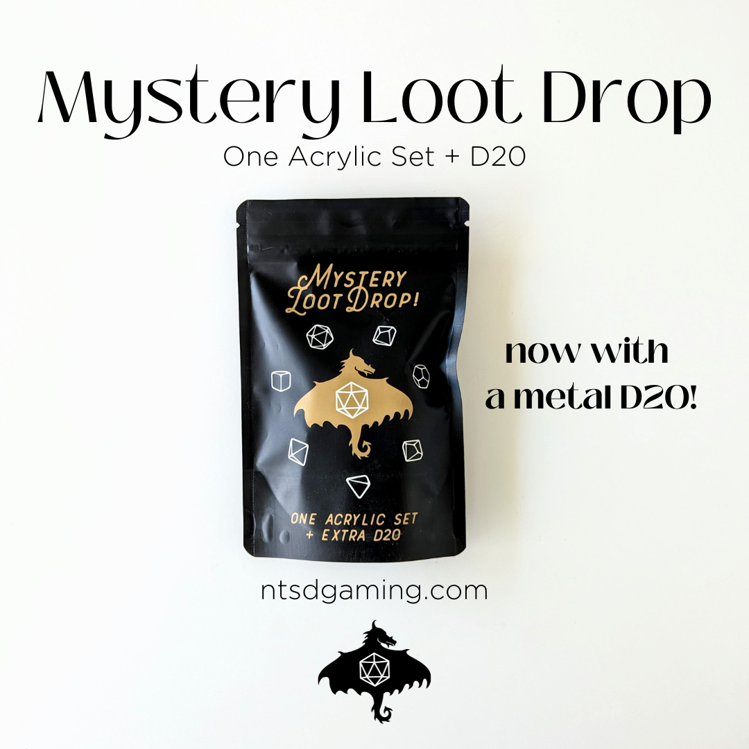 Acrylic Set + Metal D20 | Mystery Loot Drop - Emberglow Gaming