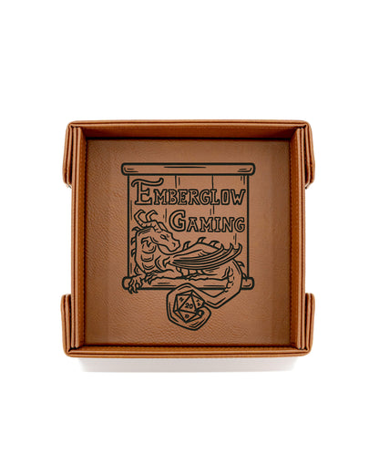 Emberglow Gaming | SM Magnetic Vegan Leather Dice Tray (Square)