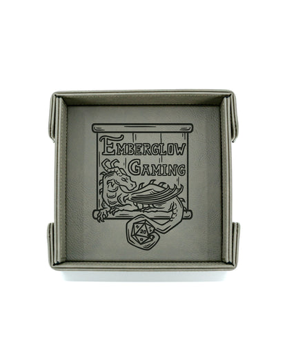 Emberglow Gaming | SM Magnetic Vegan Leather Dice Tray (Square)