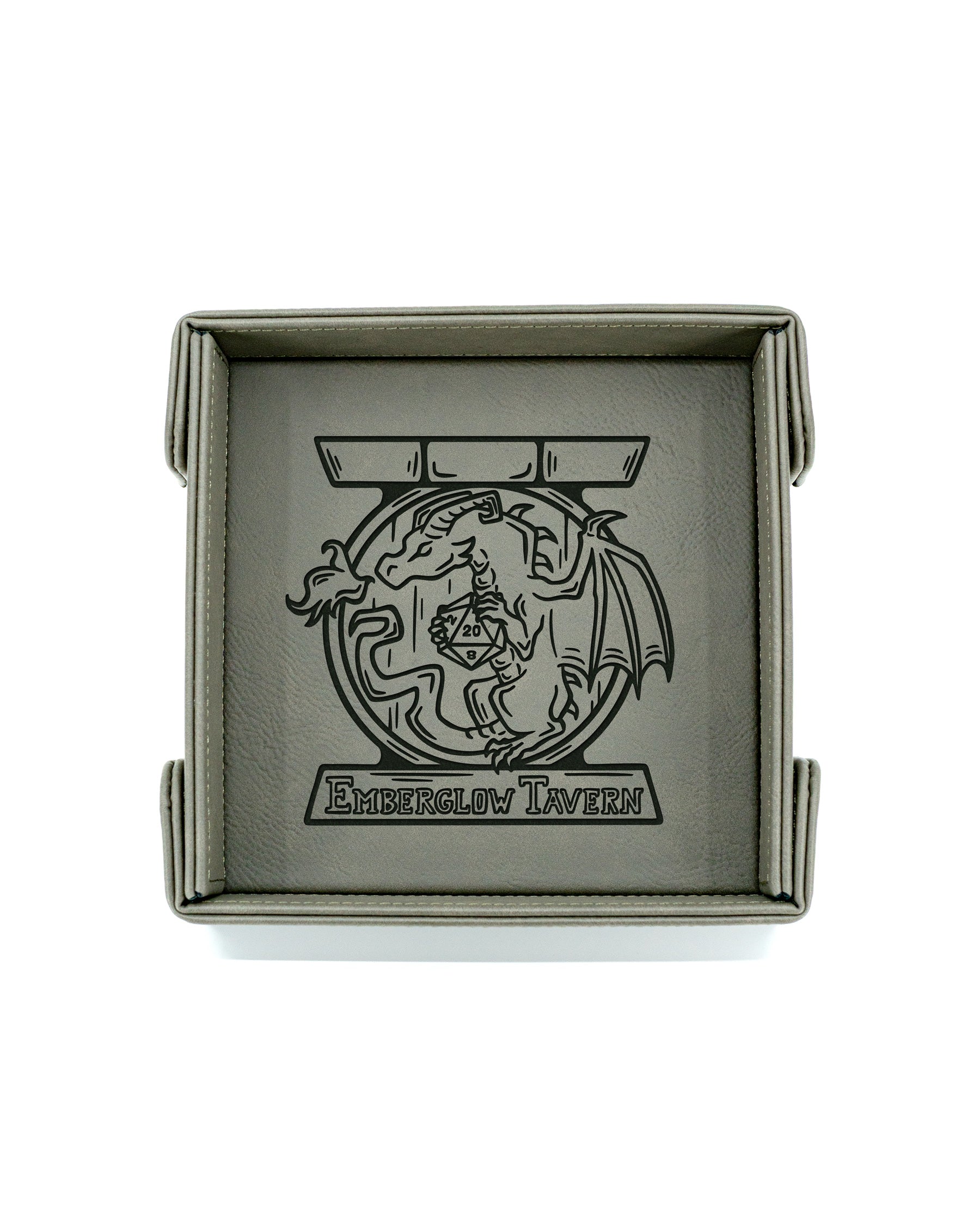 Emberglow Tavern | SM Magnetic Vegan Leather Dice Tray (Square)
