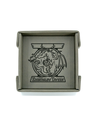 Emberglow Tavern | SM Magnetic Vegan Leather Dice Tray (Square)