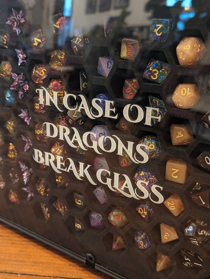 In Case Of Dragons Break Glass | 26 Set Capacity | Plexi Glass Chest of Hoarding Dice Display Case - Emberglow Gaming