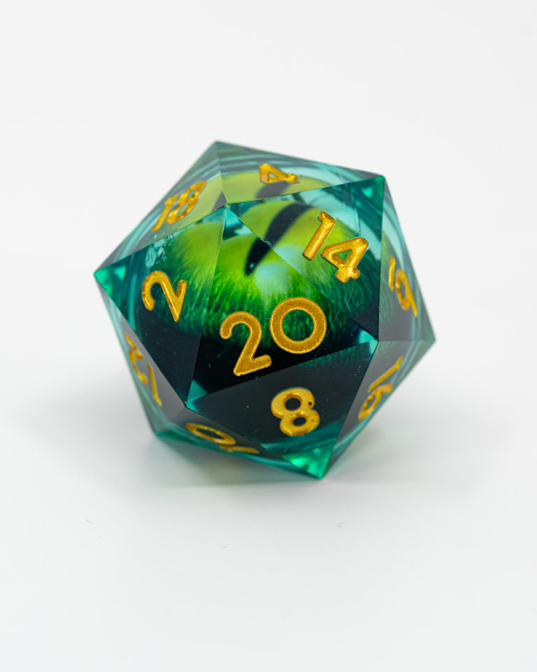 Lochness | Floating Eye Inclusion | 33MM Sharp Edge D20 - Emberglow Gaming