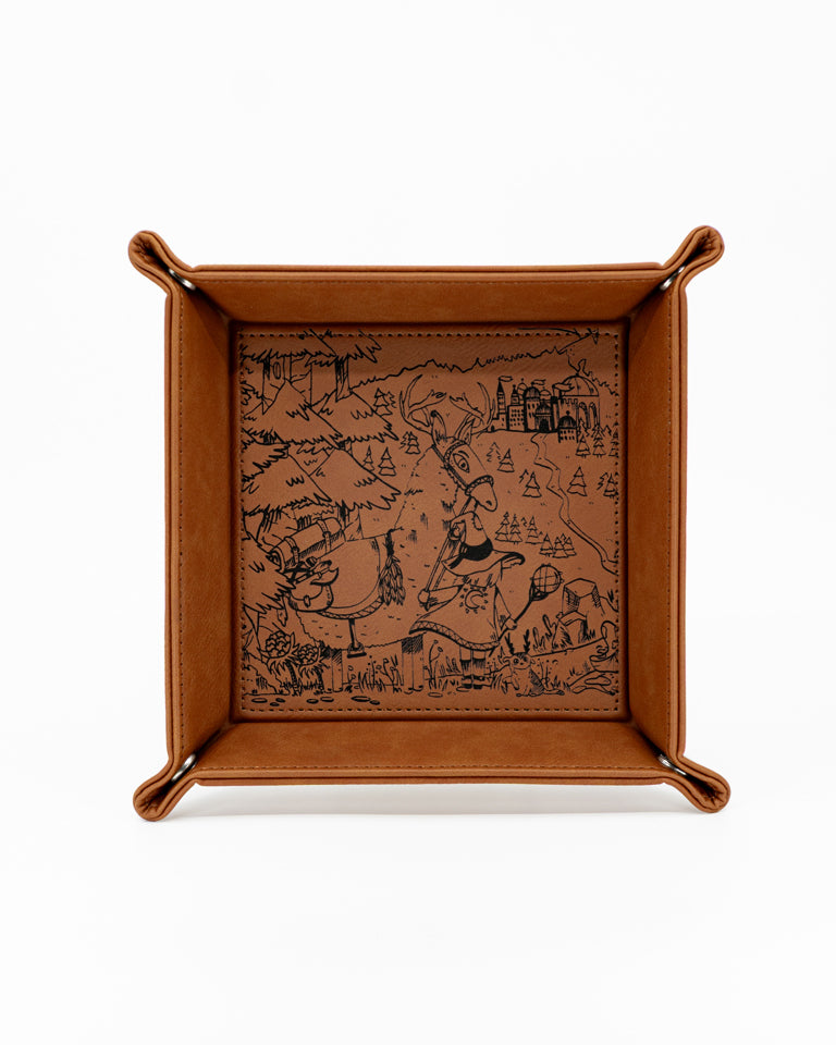 The Beginning | Vegan Leather Dice Rolling Tray - Emberglow Gaming