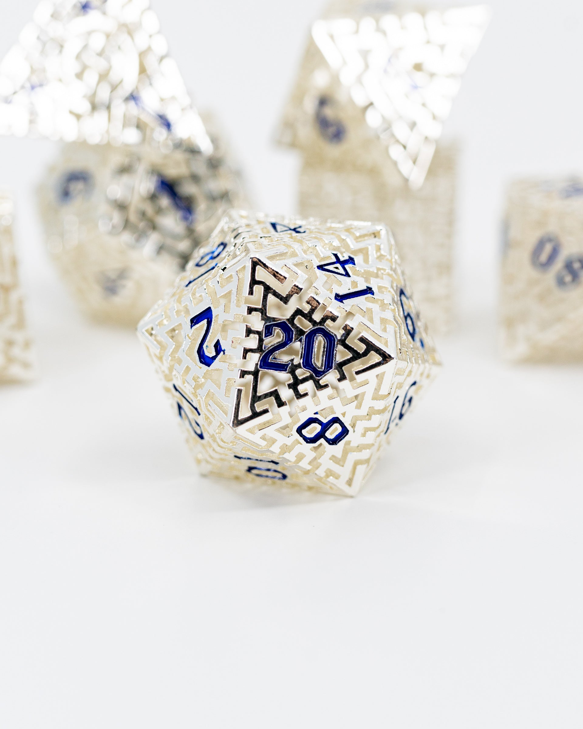 Escher | Hollow Maze | 7 Piece Metal Dice Set - Emberglow Gaming