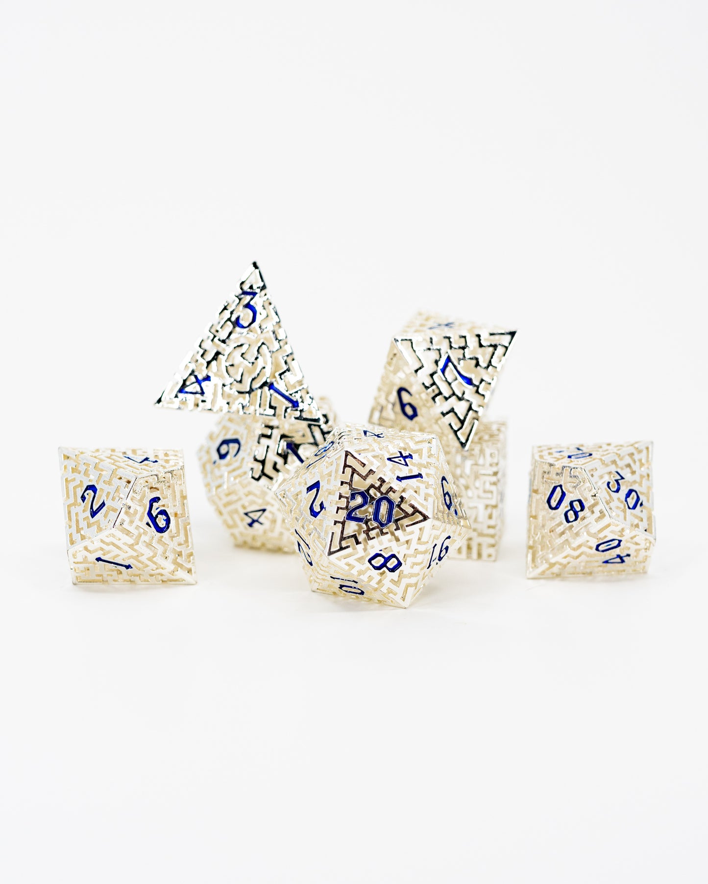 Escher | Hollow Maze | 7 Piece Metal Dice Set - Emberglow Gaming