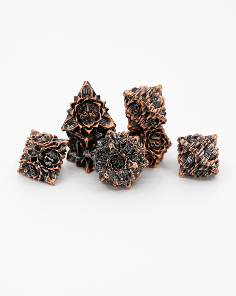 Iron Rose | 7 Piece Metal Dice Set - Emberglow Gaming