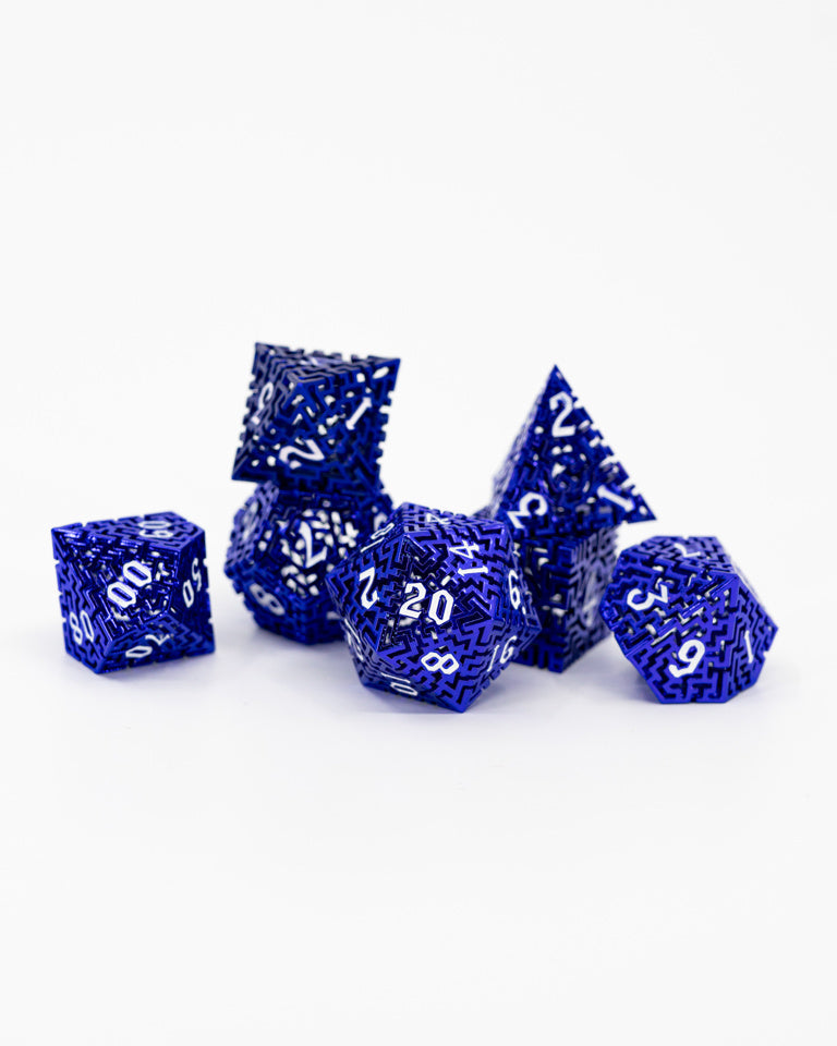Hawara | Hollow Maze | 7 Piece Metal Dice Set - Emberglow Gaming