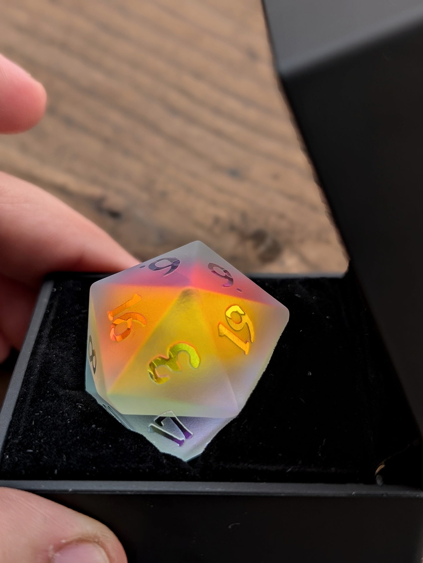 Hallowed Heavens | Frosted Infinity Prism Glass | Single 33MM D20 - Emberglow Gaming