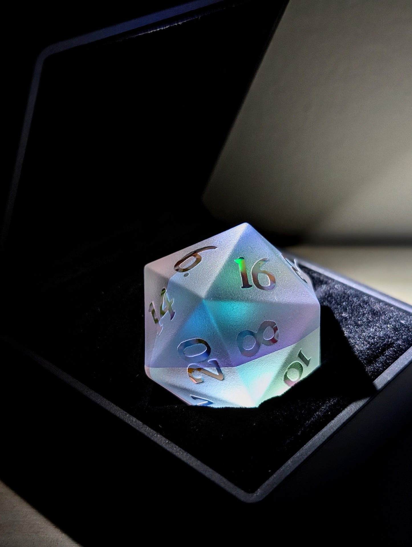 Hallowed Heavens | Frosted Infinity Prism Glass | Single 33MM D20 - Emberglow Gaming