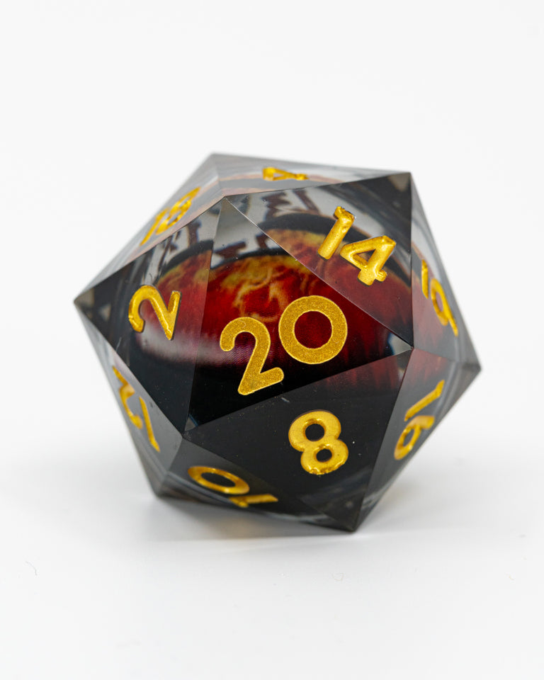 Azathoth | Floating Eye Inclusion | 33MM Sharp Edge D20 - Emberglow Gaming