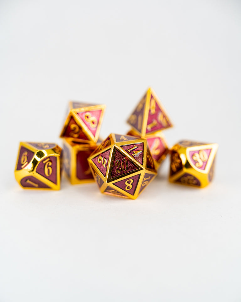 Damson Dance | 7 Piece Metal Dice Set - Emberglow Gaming