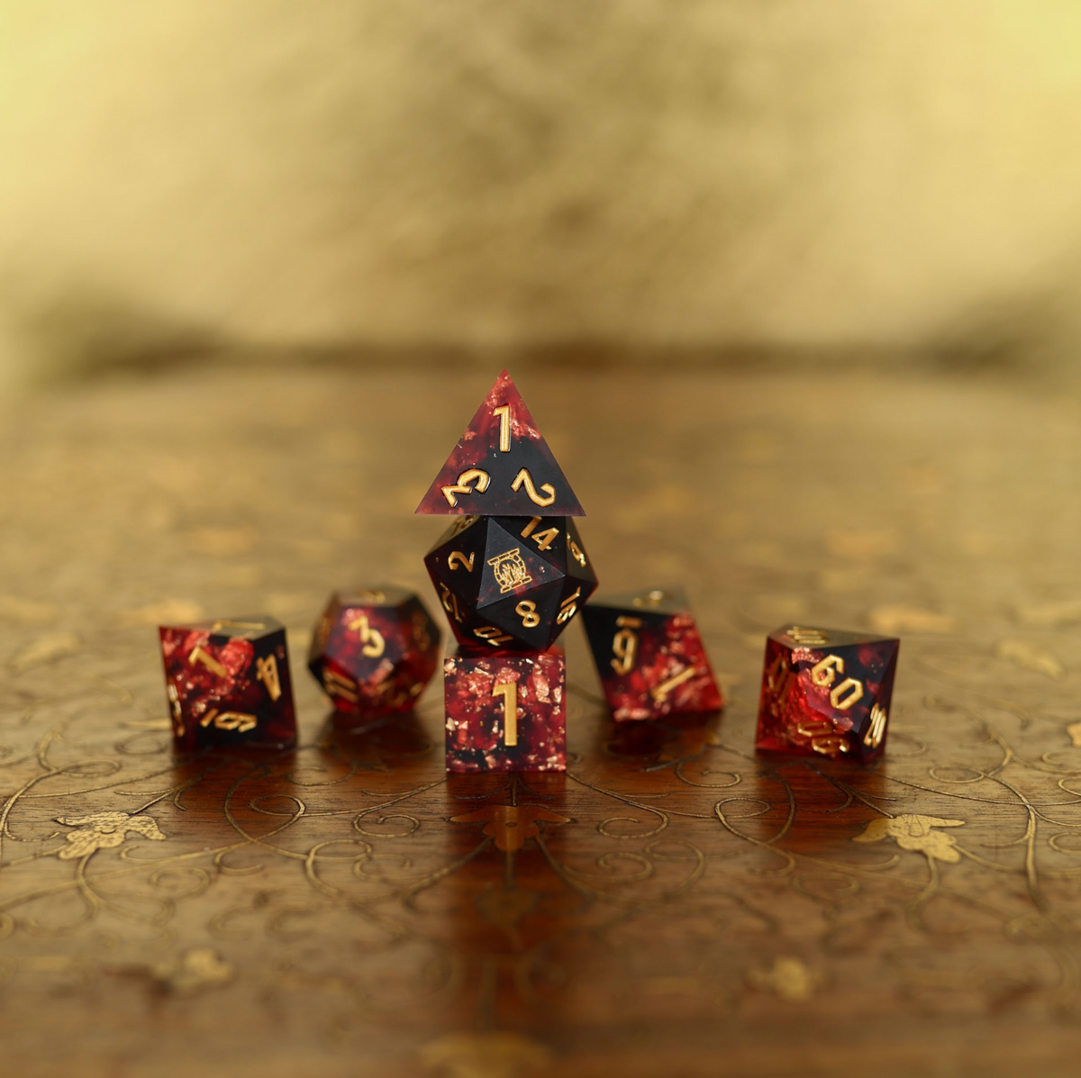 Embers | Emberglow Original | 7 Piece Sharp Edge Resin Dice Set