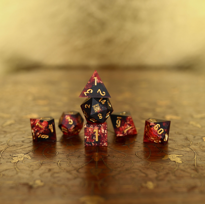 Embers | Emberglow Original | 7 Piece Sharp Edge Resin Dice Set