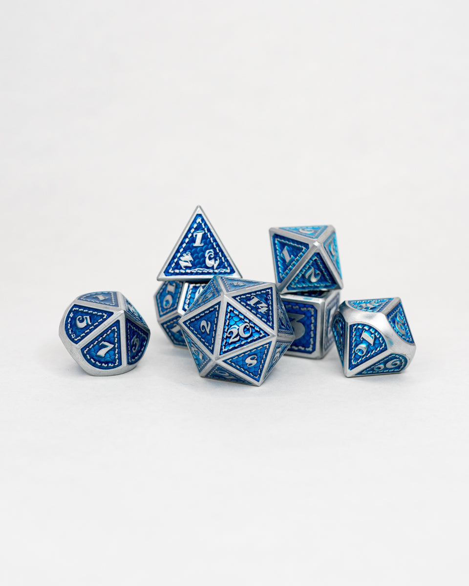 Troll Hide | 7 Piece Metal Dice Set - Emberglow Gaming