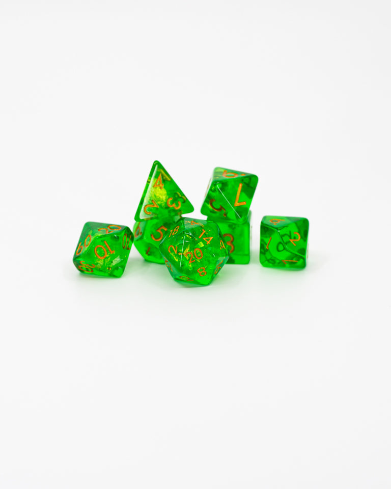 Gelatinous Cube | 7 Piece Acrylic Dice Set - Emberglow Gaming