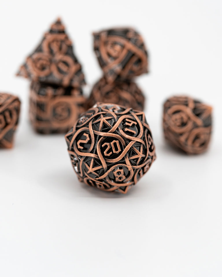 Celtic Bramble | 7 Piece Metal Dice Set - Emberglow Gaming