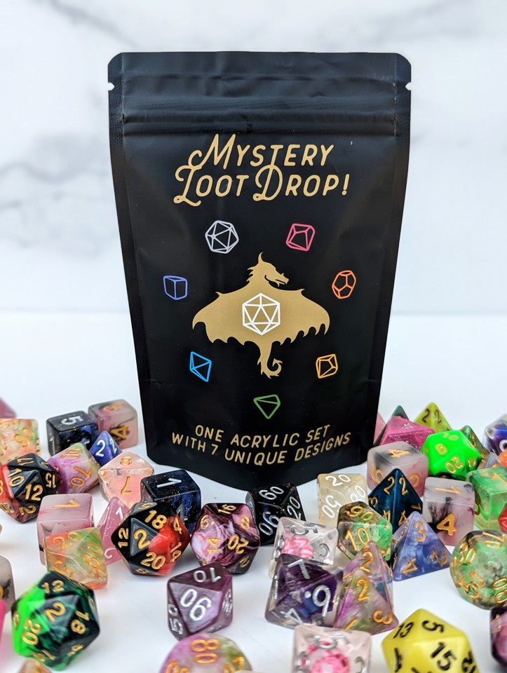 Unique Acrylic Set | Each Dice With A Unique Design | Mystery Loot Drop - Emberglow Gaming