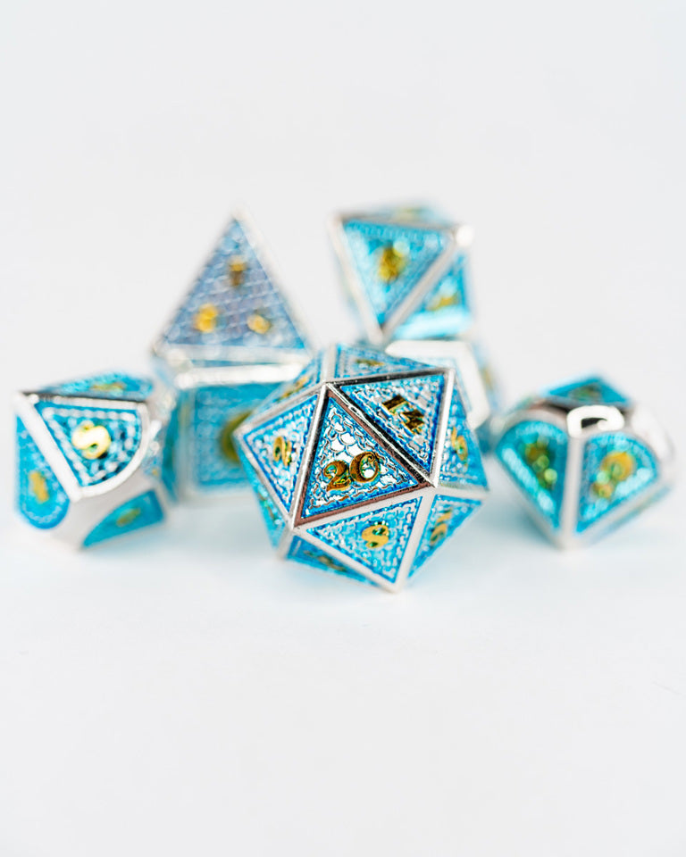 Desert Diamond | 7 Piece Metal Dice Set - Emberglow Gaming