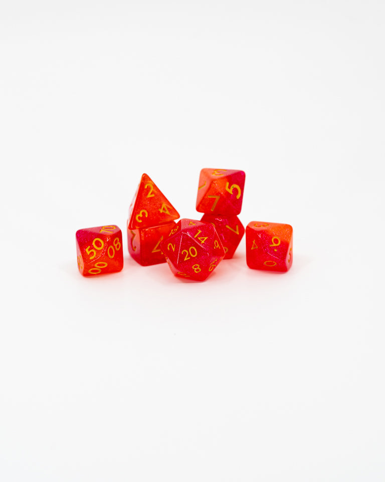 Control Flame | 7 Piece Acrylic Dice Set - Emberglow Gaming