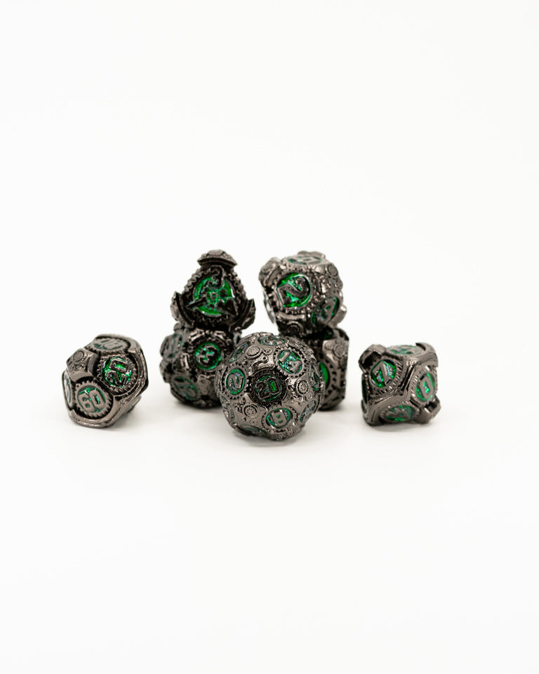 Grike | 7 Piece Metal Dice Set - Emberglow Gaming