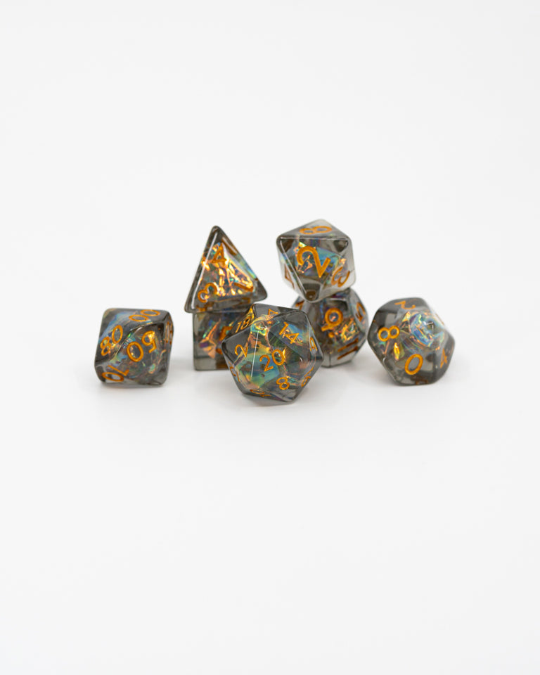 Dancing Lights | 7 Piece Acrylic Dice Set - Emberglow Gaming