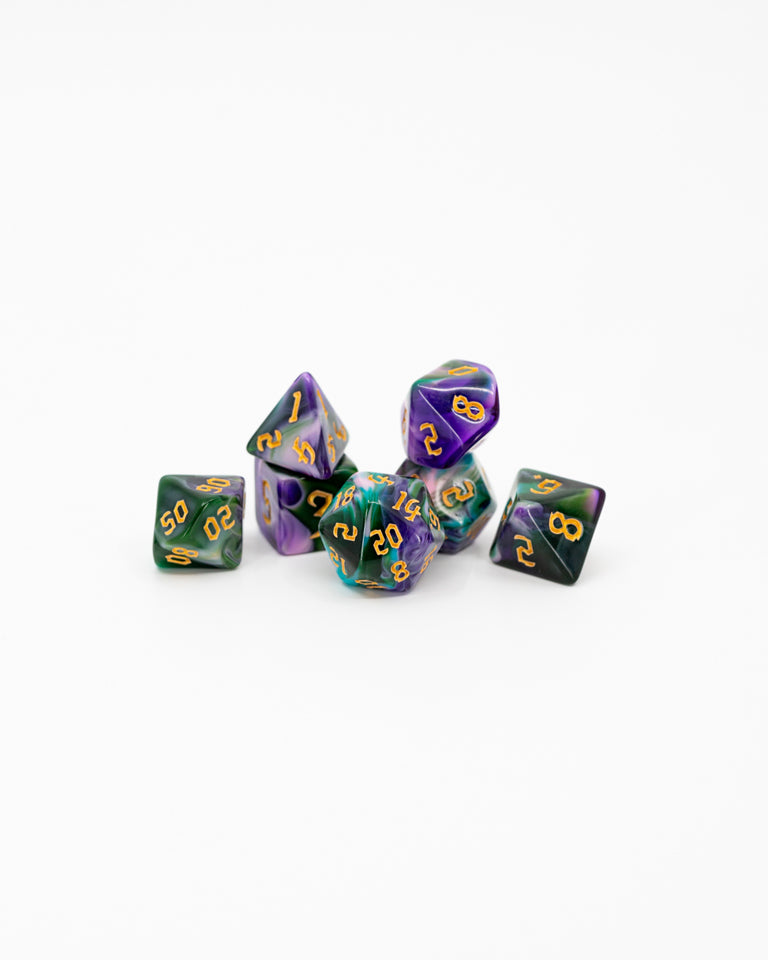 King Cake | 7 Piece Acrylic Dice Set - Emberglow Gaming